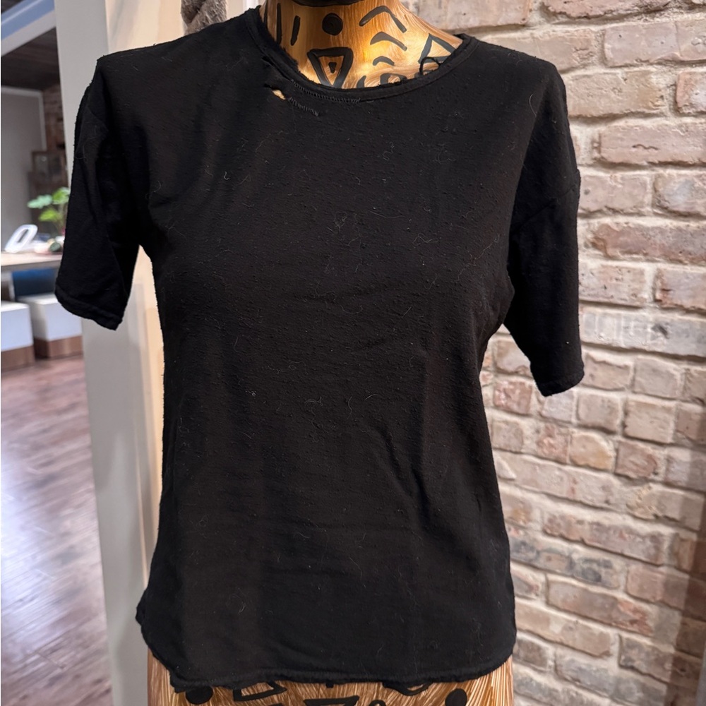 Citizens of Humanity Classic ripped look Black Women's Tshirt xs